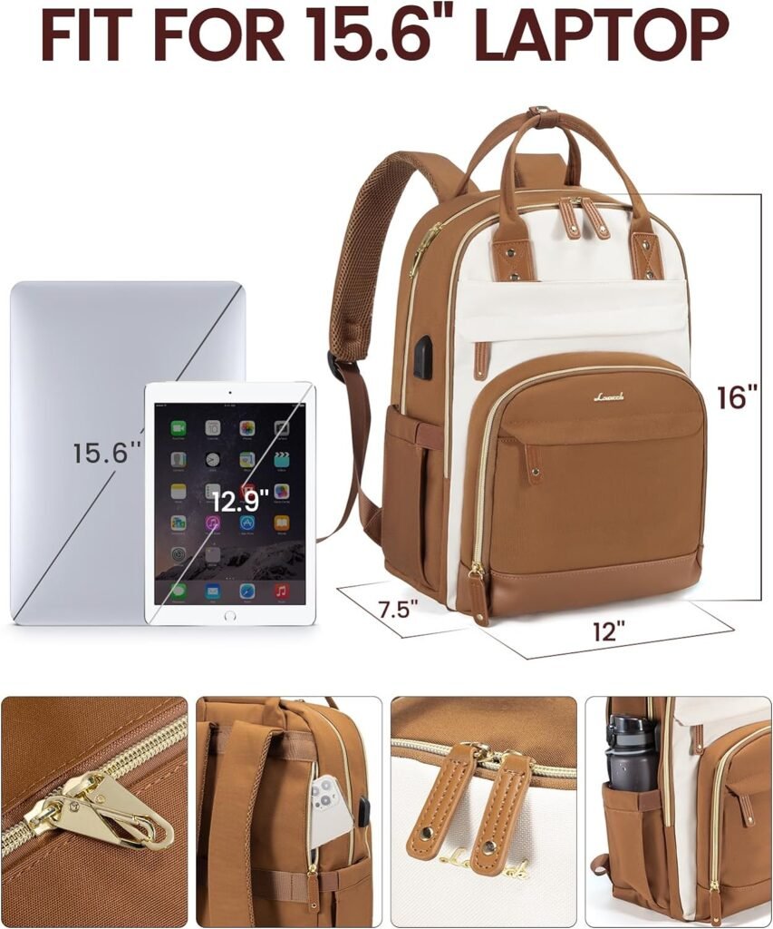 LOVEVOOK Laptop Backpack for Women/Men, Fits 15.6 Inch Laptop Bag, Fashion Travel Work Anti-theft Bag, Business Computer Waterproof Backpack Purse, Grey-Black-Balck