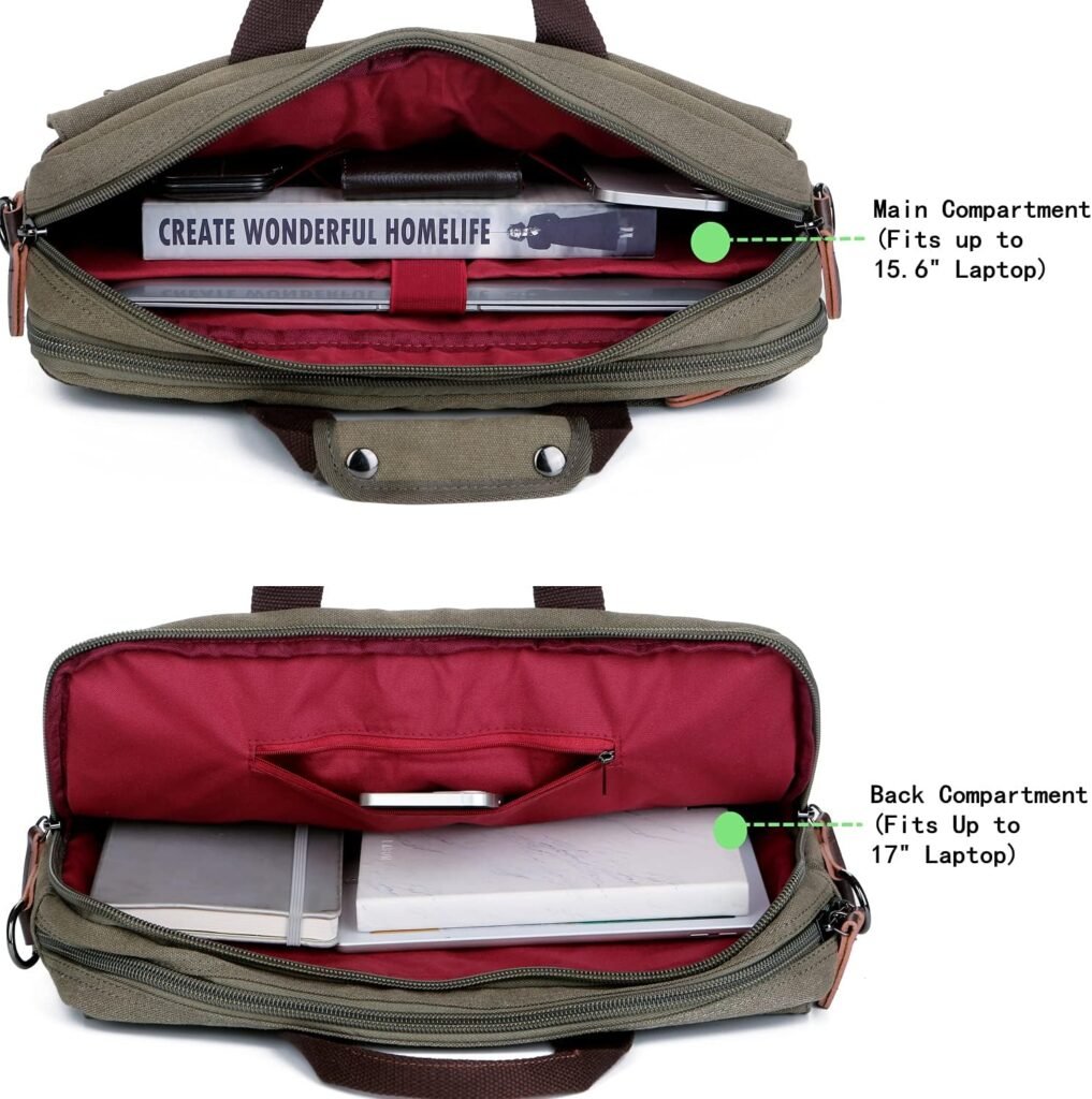 Stylish 17 inch Canvas Laptop Bag Messenger Bag Briefcase Vintage Crossbody Shoulder Bag Military Satchel for Men BC-07