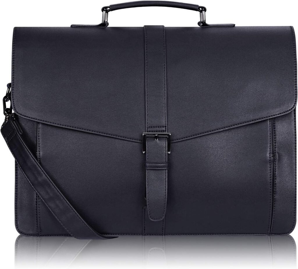 ESTARER Mens Leather Briefcase for Travel/Office/Business 15.6 Inch Laptop Messenger Bag