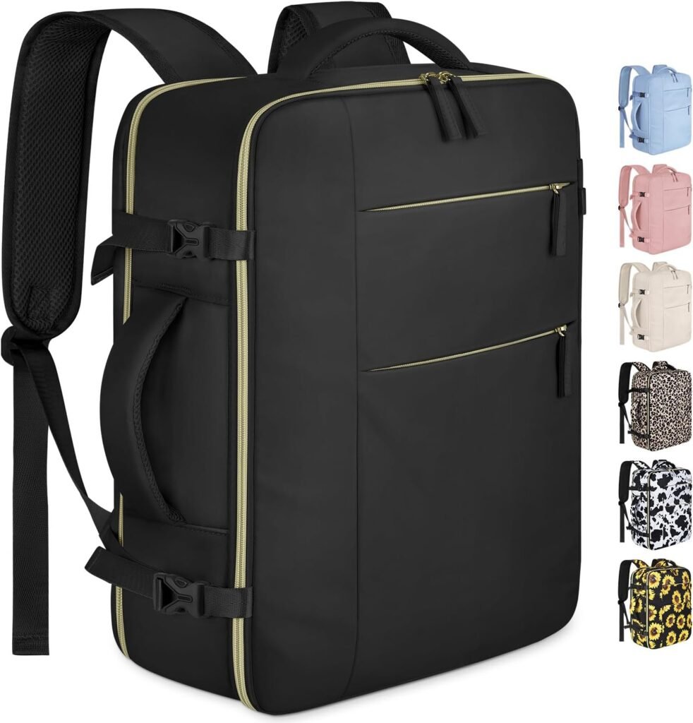 Travel Backpack for Women Men Waterproof Laptop Backpack Airlines Approved Carry On Backpack Bag Computer Bookbag for Business, Work, Traveling Fits 17 Inch Laptop(Black)