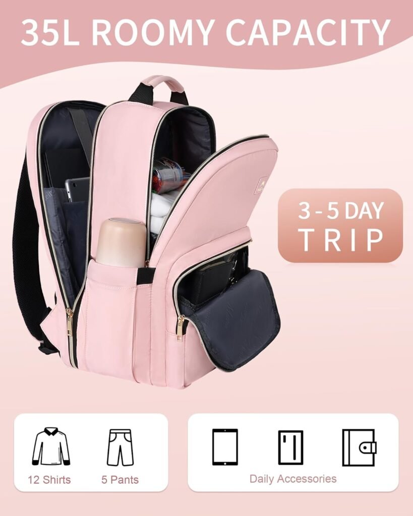 MATEIN 17 Inch Laptop Backpack for Women, Pink Travel Backpack Personal Item Size TSA Airline Approved with Luggage Strap  USB Charging Port, Water Resistant Extra Large Computer Bag for Nurse Work