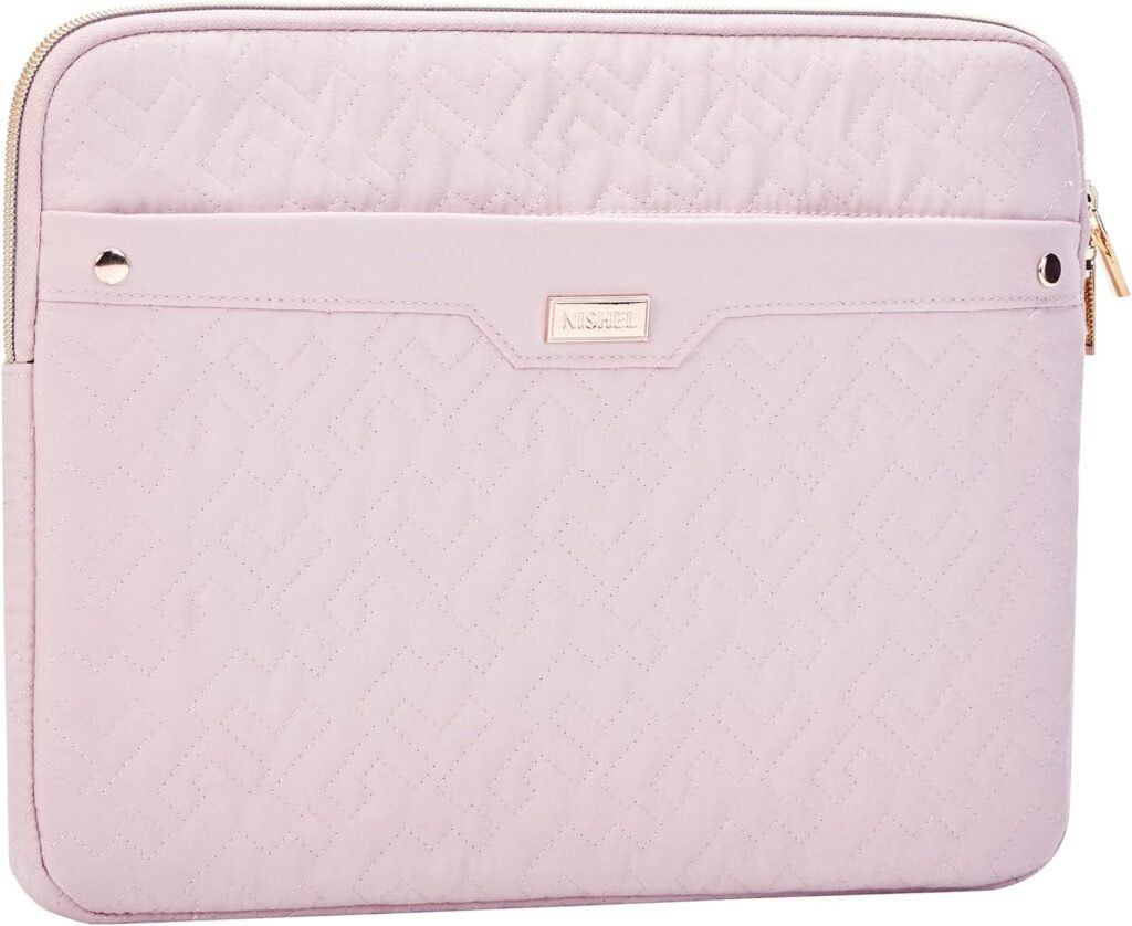 NISHEL Laptop Sleeve Case 13-13.3 Inch, Compatible with MacBook Air, MacBook Pro, HP Dell Lenovo Notebooks, Padded Travel Computer Bag, Laptop Cover with Large Pocket for 12.9 Inch iPad, Pink